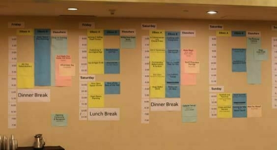 Paper Schedule Grid on Wall